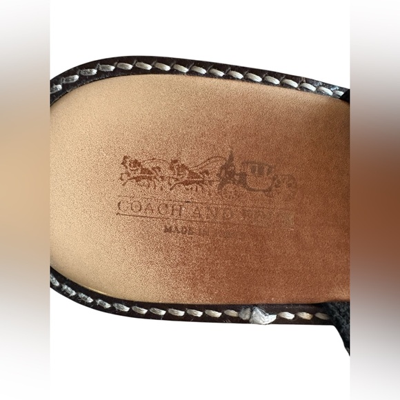Coach & Four Tuscano black leather slide sandals sz 8 preloved made in Italy - Picture 7 of 9